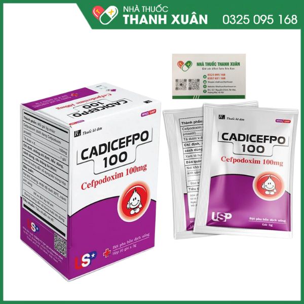 Cadicefpo 100 điều trị các bệnh từ nhẹ đến trung bình ở đường hô hấp dưới, hô hấp trên